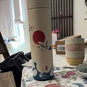 Japanese Crane and Wave Thermos